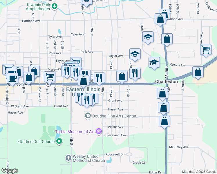 map of restaurants, bars, coffee shops, grocery stores, and more near 1440 10th Street in Charleston