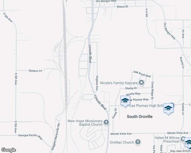map of restaurants, bars, coffee shops, grocery stores, and more near in Oroville