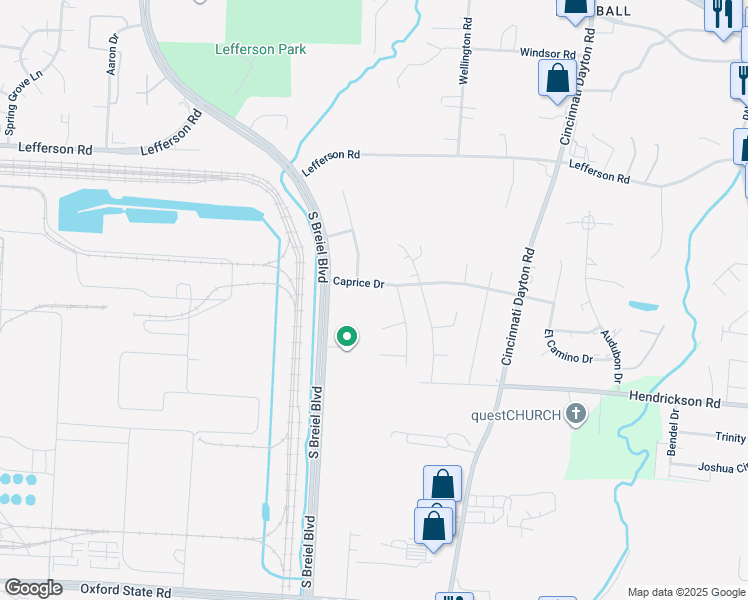 map of restaurants, bars, coffee shops, grocery stores, and more near 4700 Caprice Drive in Middletown