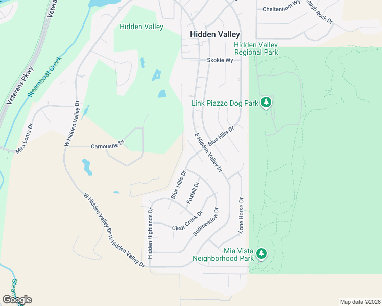 map of restaurants, bars, coffee shops, grocery stores, and more near 5695 Blue Hills Drive in Reno