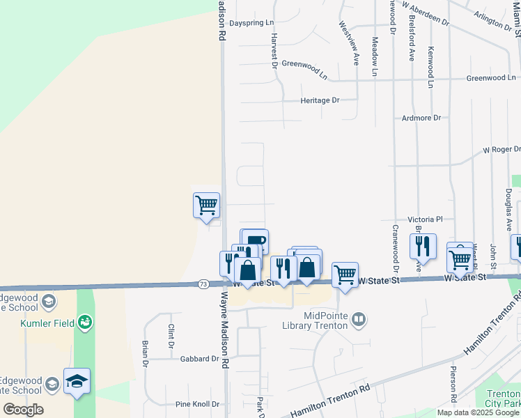 map of restaurants, bars, coffee shops, grocery stores, and more near 901 Centennial Street in Trenton