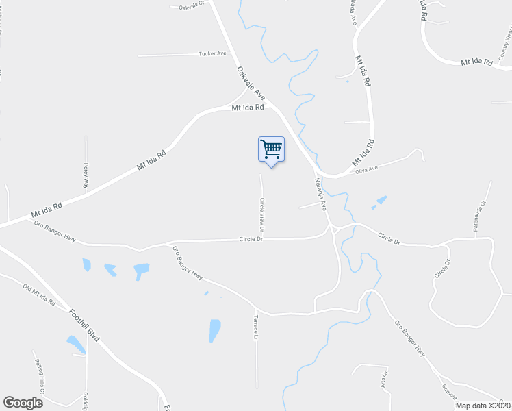 map of restaurants, bars, coffee shops, grocery stores, and more near 45 Circle View Drive in Oroville