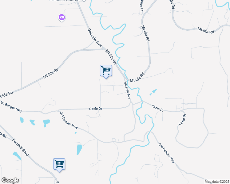 map of restaurants, bars, coffee shops, grocery stores, and more near 40 Oakview Court in Oroville