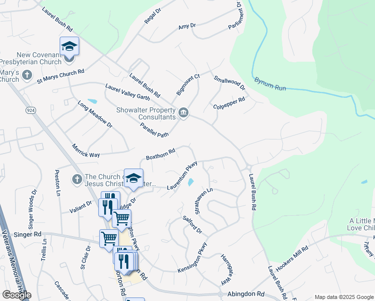 map of restaurants, bars, coffee shops, grocery stores, and more near 117 Boxthorn Road in Abingdon