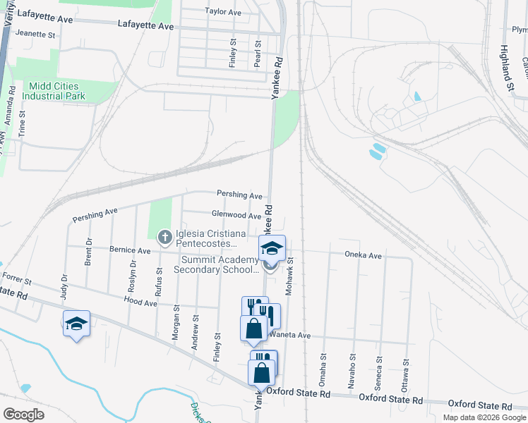 map of restaurants, bars, coffee shops, grocery stores, and more near 2812 Yankee Road in Middletown