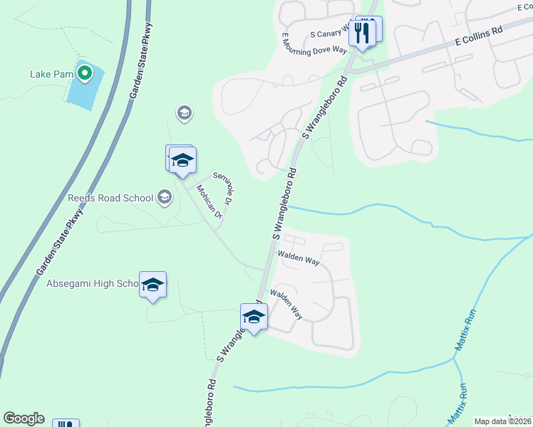 map of restaurants, bars, coffee shops, grocery stores, and more near 149 South Wrangleboro Road in Galloway