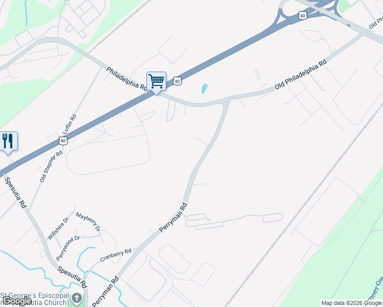 map of restaurants, bars, coffee shops, grocery stores, and more near 1238 Perryman Road in Aberdeen