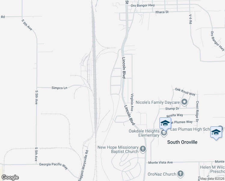 map of restaurants, bars, coffee shops, grocery stores, and more near 4765 Baggett Marysville Road in Oroville