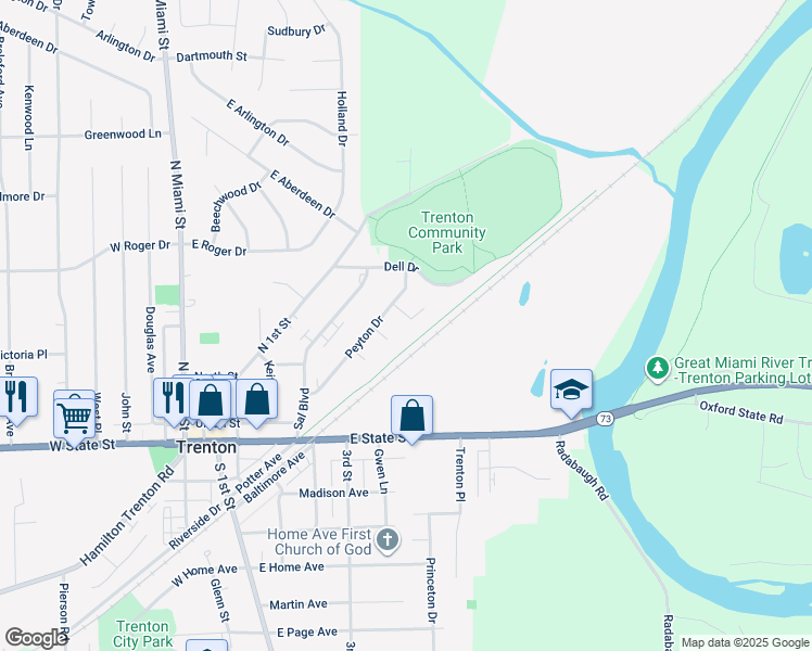 map of restaurants, bars, coffee shops, grocery stores, and more near 463 Lite Court in Trenton