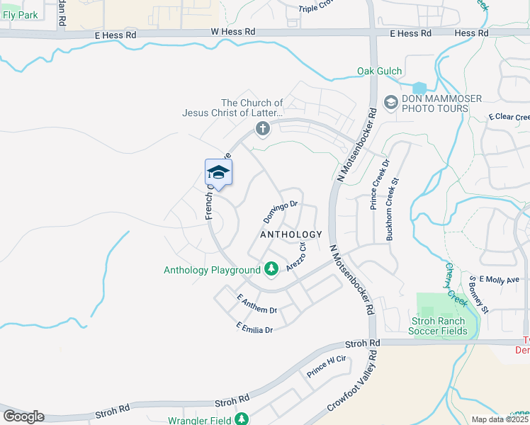 map of restaurants, bars, coffee shops, grocery stores, and more near 17937 Domingo Drive in Parker
