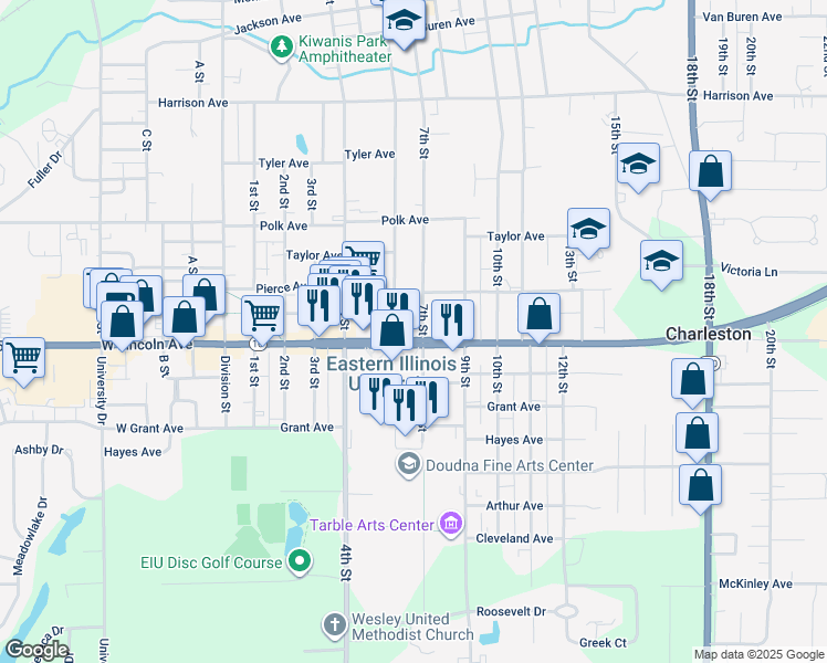 map of restaurants, bars, coffee shops, grocery stores, and more near 667 Lincoln Avenue in Charleston