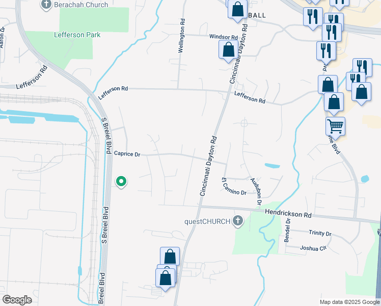 map of restaurants, bars, coffee shops, grocery stores, and more near 4911 Caprice Drive in Middletown