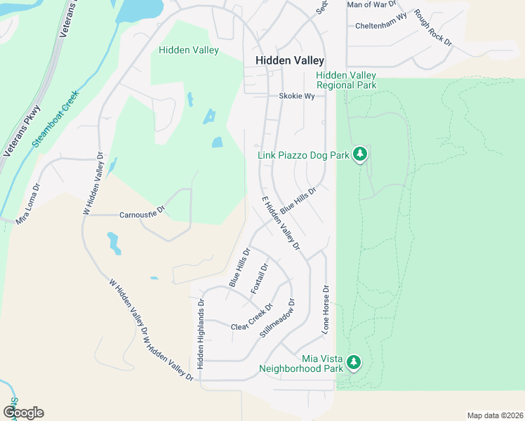 map of restaurants, bars, coffee shops, grocery stores, and more near 5695 Blue Hills Drive in Reno