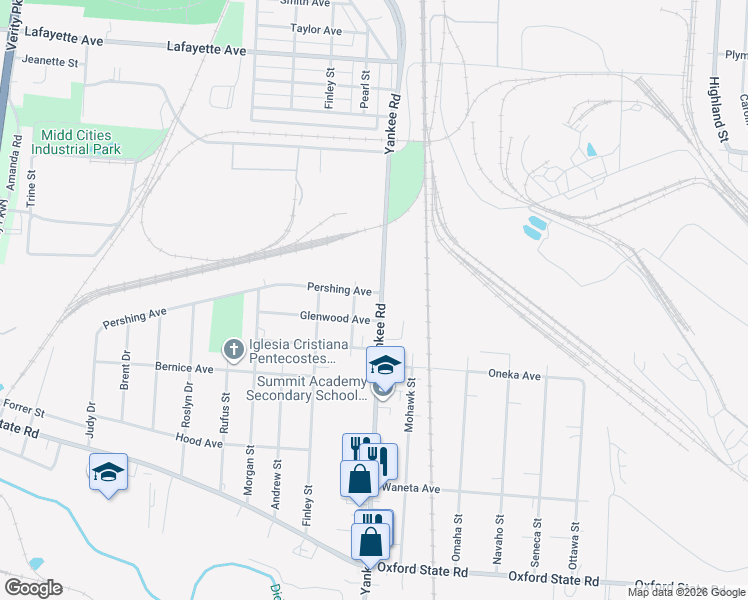 map of restaurants, bars, coffee shops, grocery stores, and more near 2812 Yankee Road in Middletown