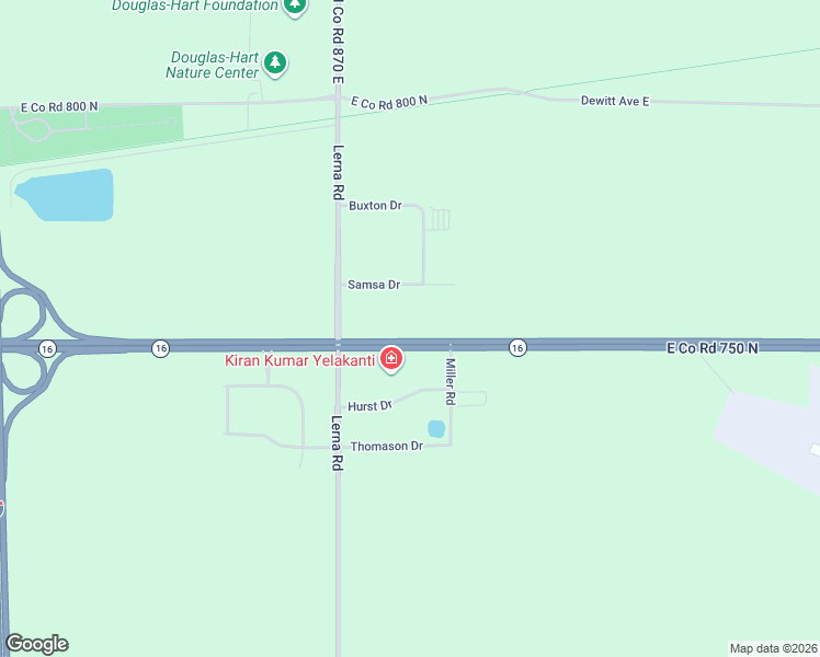 map of restaurants, bars, coffee shops, grocery stores, and more near 2510 Hurst Drive in Mattoon