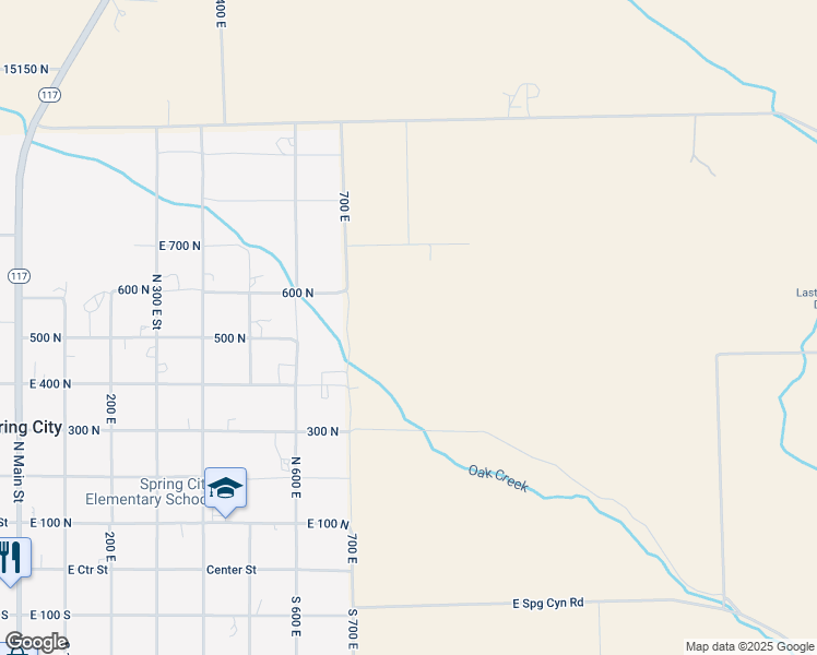 map of restaurants, bars, coffee shops, grocery stores, and more near 698 600 North in Spring City