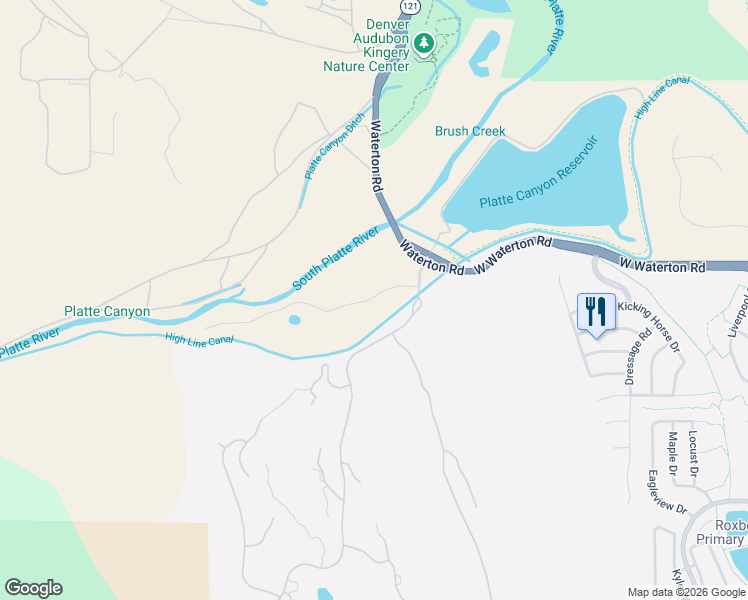 map of restaurants, bars, coffee shops, grocery stores, and more near 11411 Caretaker Road in Littleton