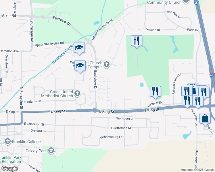 map of restaurants, bars, coffee shops, grocery stores, and more near 1612-1982 Traditions Court in Franklin