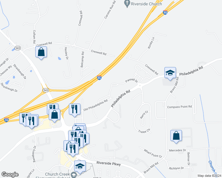 map of restaurants, bars, coffee shops, grocery stores, and more near Ventura Way in Aberdeen