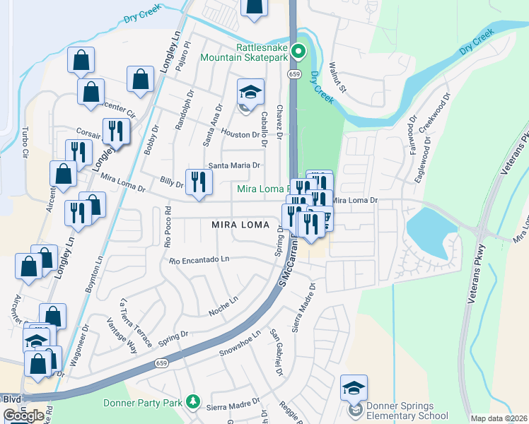 map of restaurants, bars, coffee shops, grocery stores, and more near in Reno
