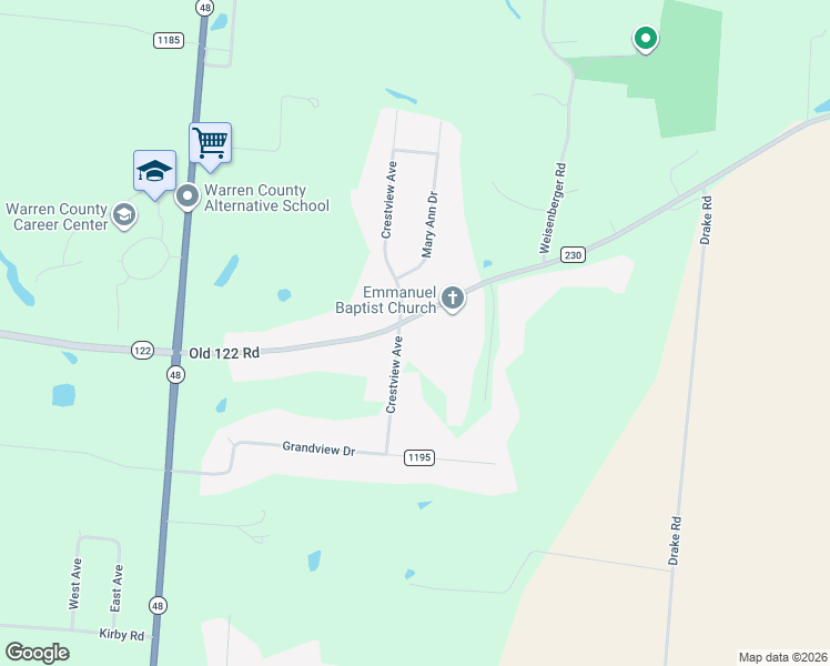 map of restaurants, bars, coffee shops, grocery stores, and more near 432 Old 122 Road in Lebanon