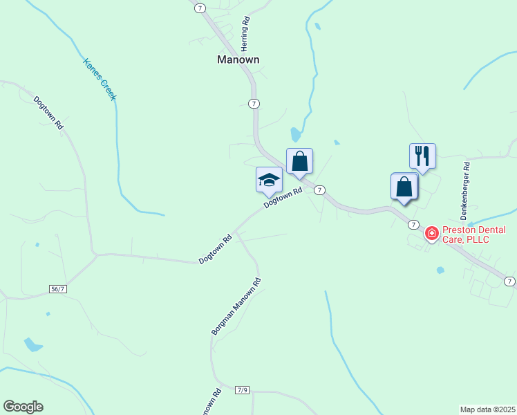 map of restaurants, bars, coffee shops, grocery stores, and more near 5597 Dogtown Road in Kingwood