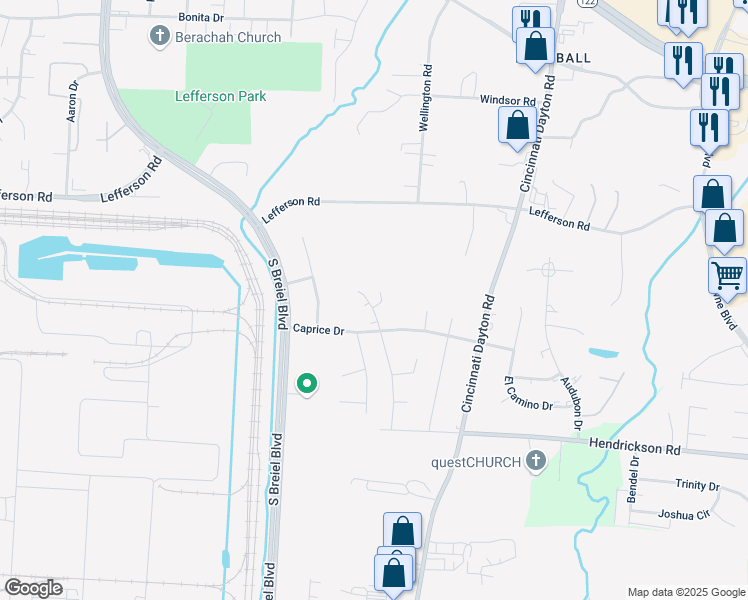 map of restaurants, bars, coffee shops, grocery stores, and more near 2450 Saybrook Drive in Middletown