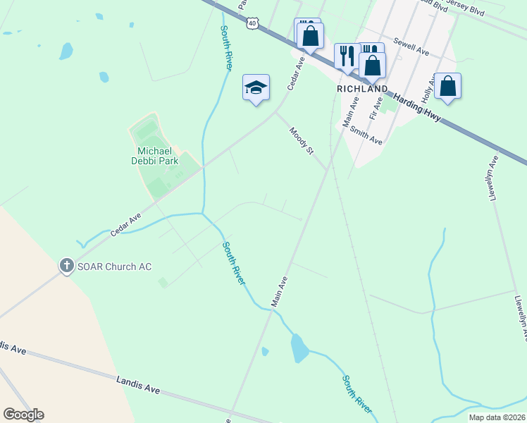 map of restaurants, bars, coffee shops, grocery stores, and more near 158 Dogwood Lane in Buena Vista Township