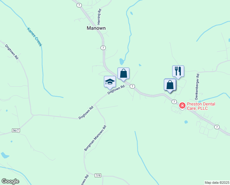 map of restaurants, bars, coffee shops, grocery stores, and more near 5597 Dogtown Road in Kingwood