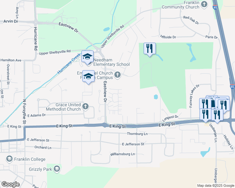 map of restaurants, bars, coffee shops, grocery stores, and more near 1612 Traditions Court in Franklin