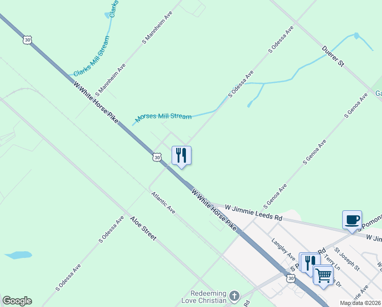 map of restaurants, bars, coffee shops, grocery stores, and more near 302 West Barton Avenue in Egg Harbor City