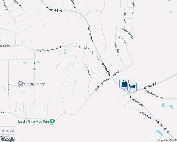 map of restaurants, bars, coffee shops, grocery stores, and more near 104 Edgemont Drive in Oroville