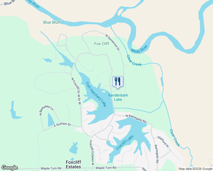 map of restaurants, bars, coffee shops, grocery stores, and more near 2159 East Kent Court in Martinsville