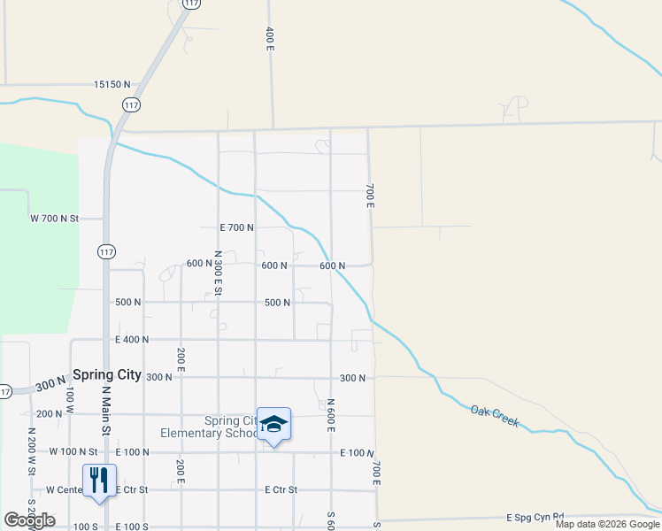 map of restaurants, bars, coffee shops, grocery stores, and more near 600 600 North in Spring City