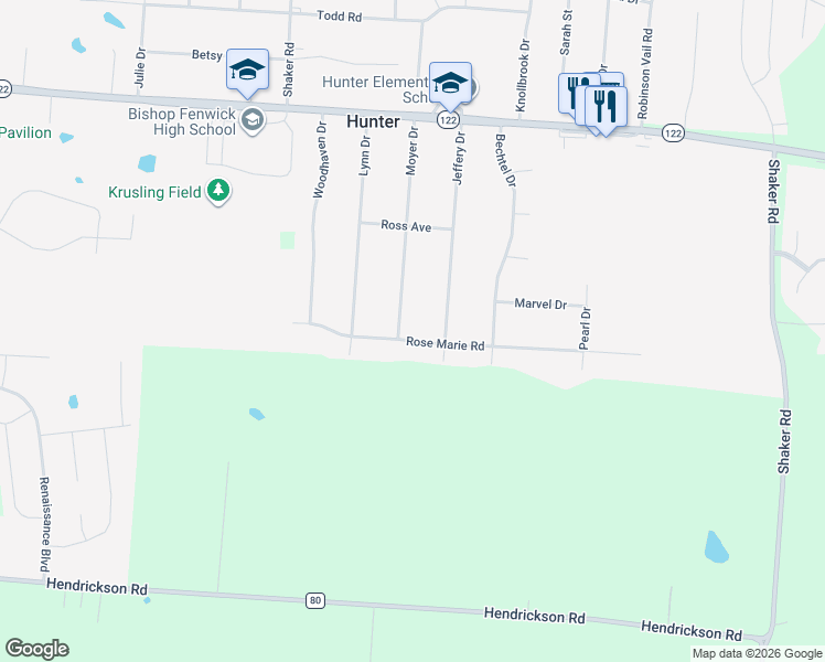 map of restaurants, bars, coffee shops, grocery stores, and more near 4451 Rose Marie Road in Franklin