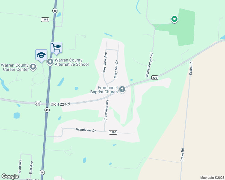 map of restaurants, bars, coffee shops, grocery stores, and more near 432 Old 122 Road in Lebanon