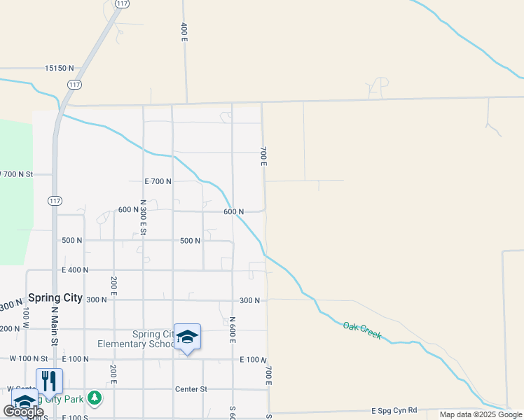 map of restaurants, bars, coffee shops, grocery stores, and more near 698 600 North in Spring City