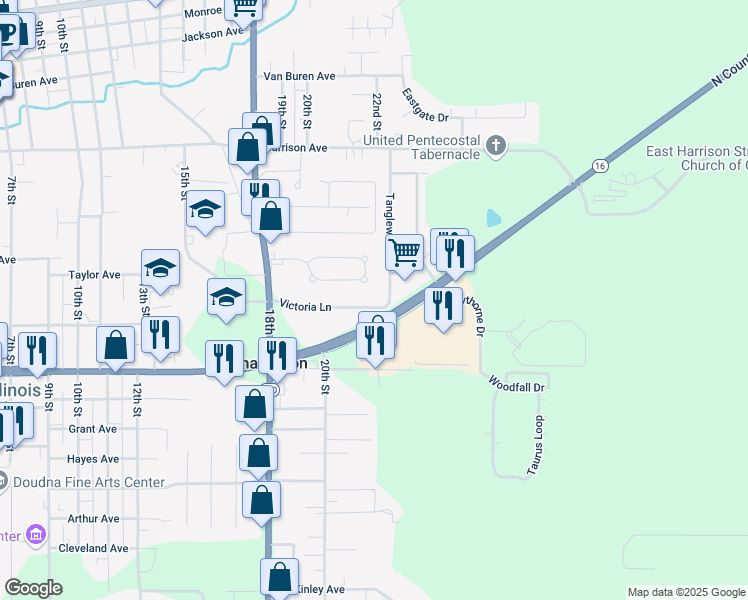 map of restaurants, bars, coffee shops, grocery stores, and more near Lincoln Avenue in Charleston