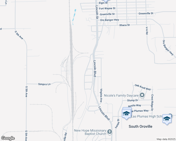 map of restaurants, bars, coffee shops, grocery stores, and more near 4619 Baggett Marysville Road in Oroville