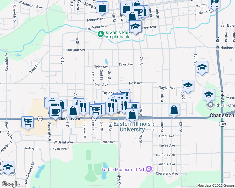 map of restaurants, bars, coffee shops, grocery stores, and more near 1108 4th Street in Charleston