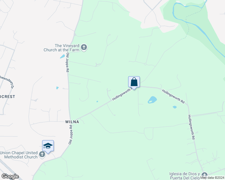map of restaurants, bars, coffee shops, grocery stores, and more near 1030 Hollingsworth Road in Harford County