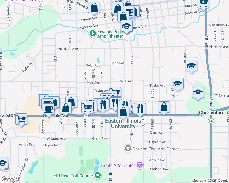 map of restaurants, bars, coffee shops, grocery stores, and more near 417 Taylor Avenue in Charleston
