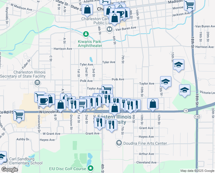 map of restaurants, bars, coffee shops, grocery stores, and more near 417 Taylor Avenue in Charleston