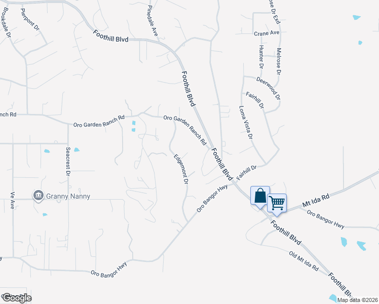 map of restaurants, bars, coffee shops, grocery stores, and more near 89 Edgemont Drive in Oroville