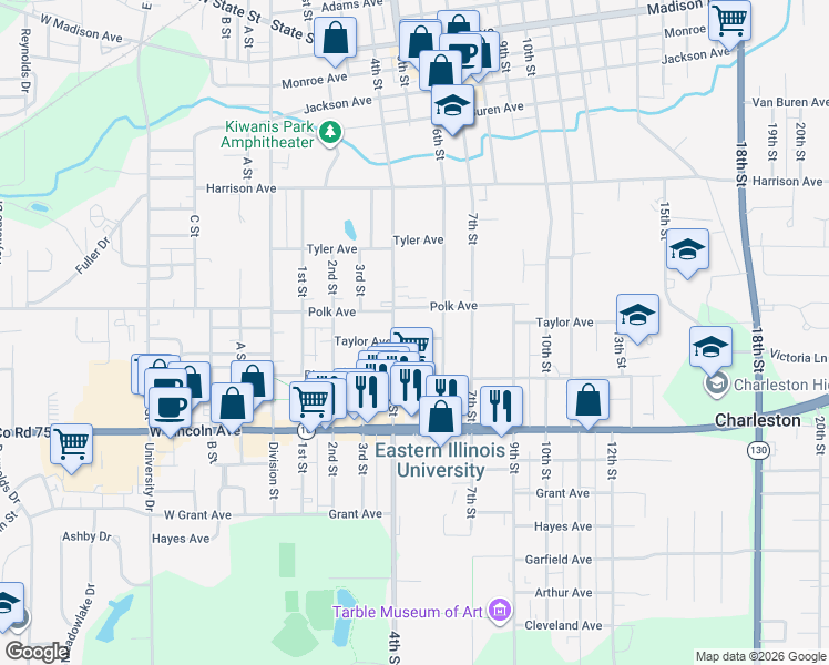 map of restaurants, bars, coffee shops, grocery stores, and more near 417 Taylor Avenue in Charleston