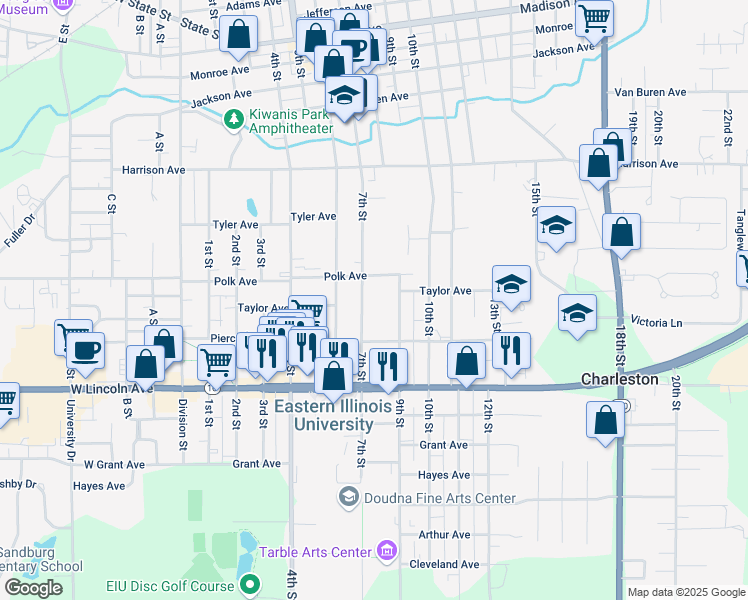 map of restaurants, bars, coffee shops, grocery stores, and more near 1018 9th Street in Charleston
