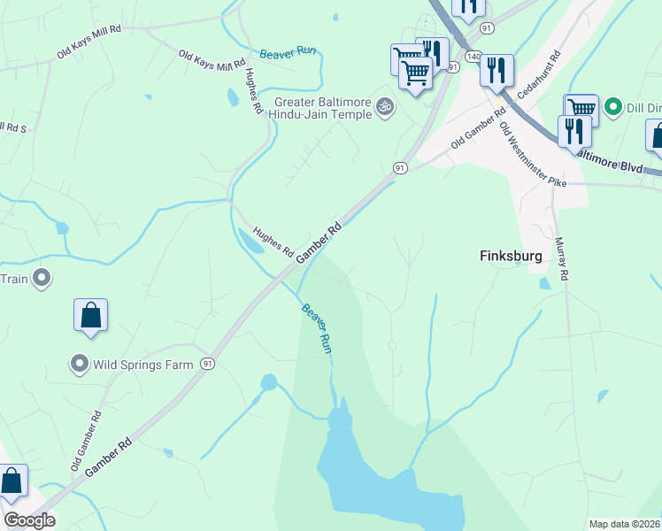 map of restaurants, bars, coffee shops, grocery stores, and more near 2700 Cold Saturday Drive in Finksburg