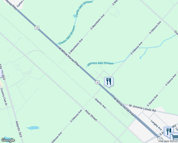 map of restaurants, bars, coffee shops, grocery stores, and more near 415 West White Horse Pike in Egg Harbor City