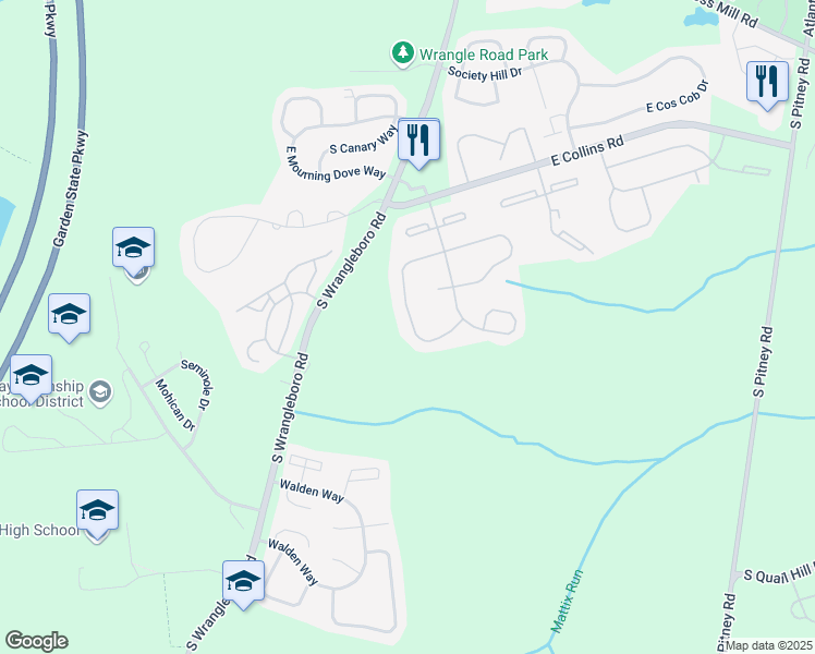 map of restaurants, bars, coffee shops, grocery stores, and more near 94 Liberty Court in Galloway
