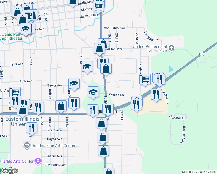 map of restaurants, bars, coffee shops, grocery stores, and more near 2-34 Circle Drive in Charleston